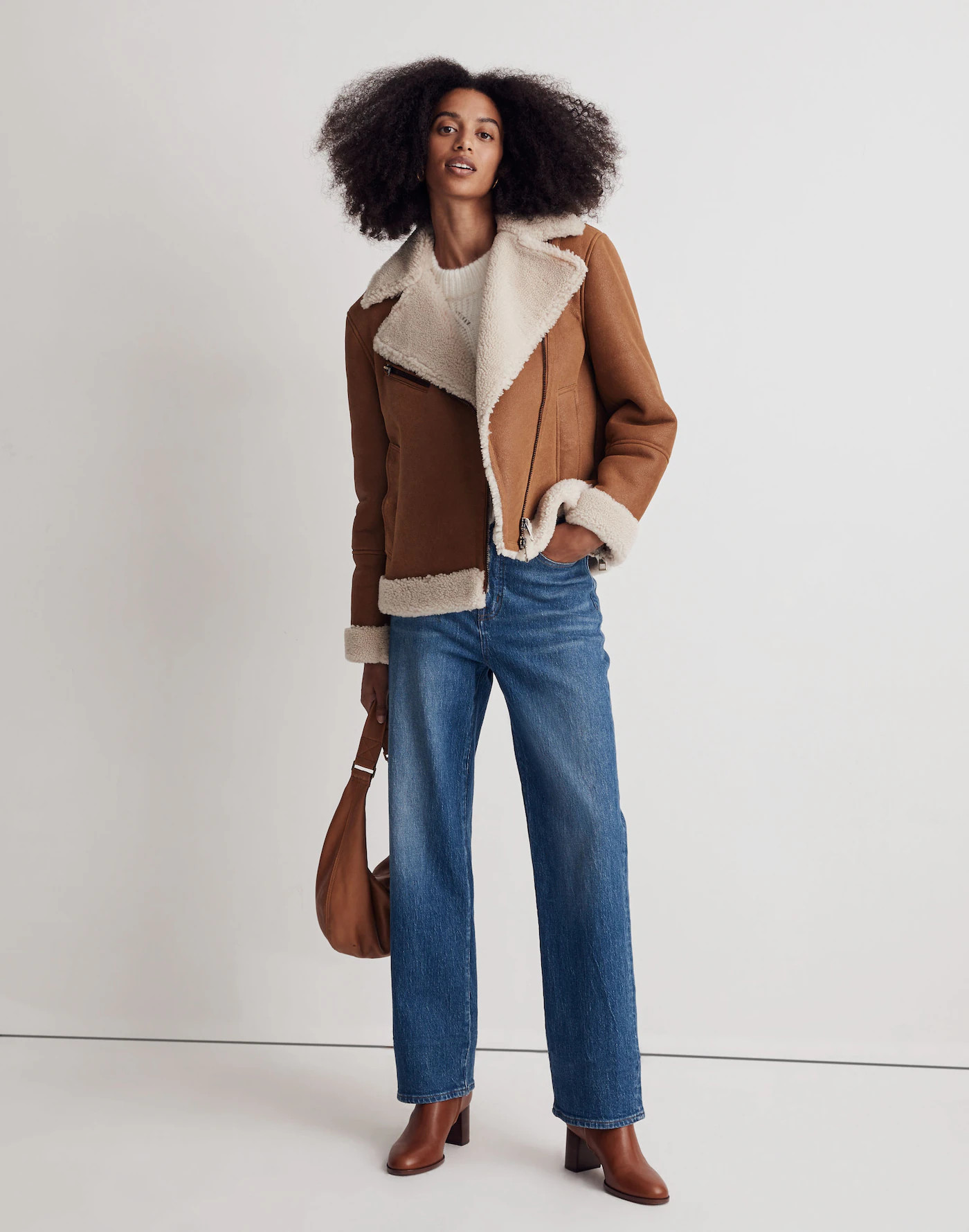 Oversized Shearling Motorcycle Jacket | Madewell
