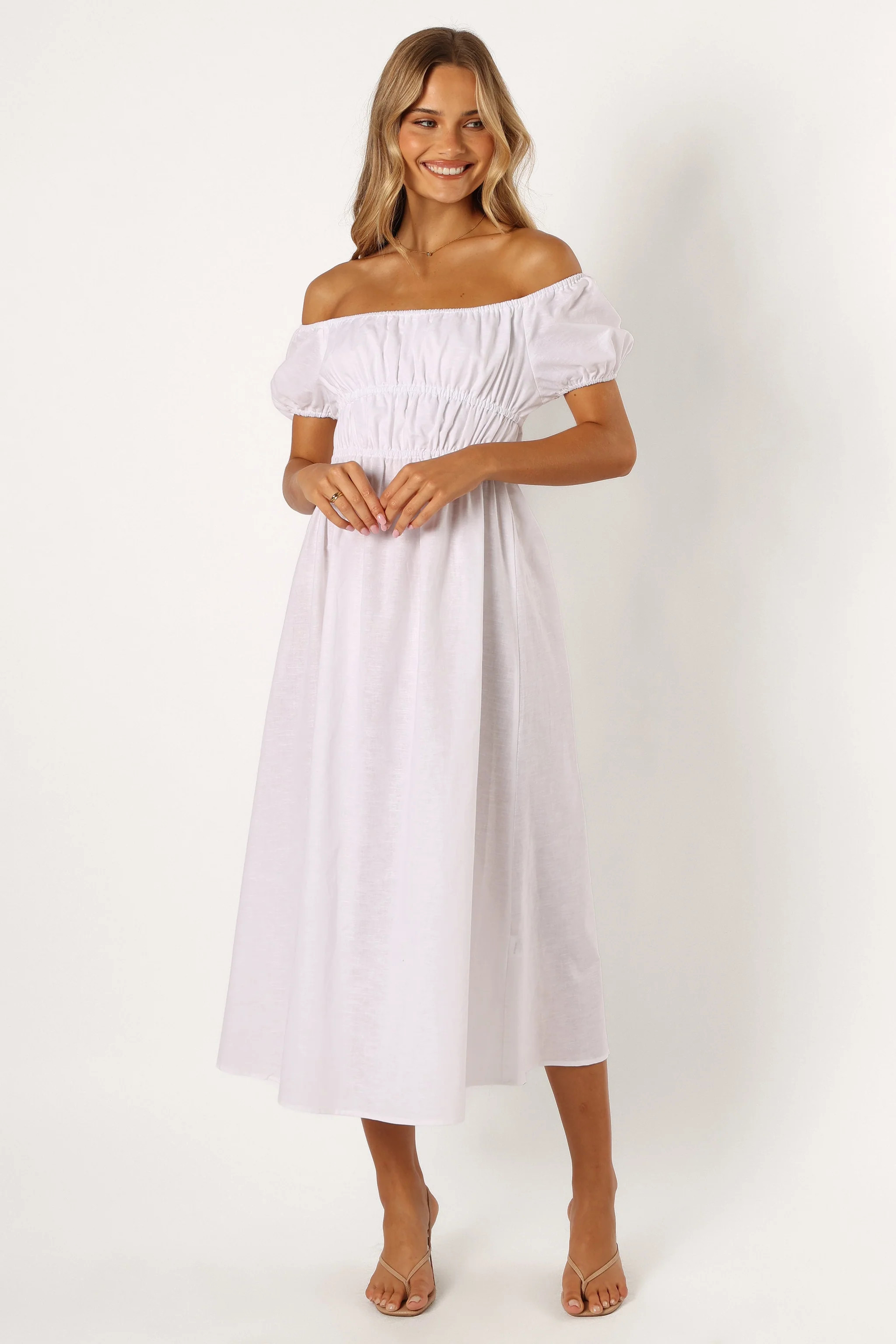 Sofia Off Shoulder Maxi Dress - White | Petal & Pup (US)
