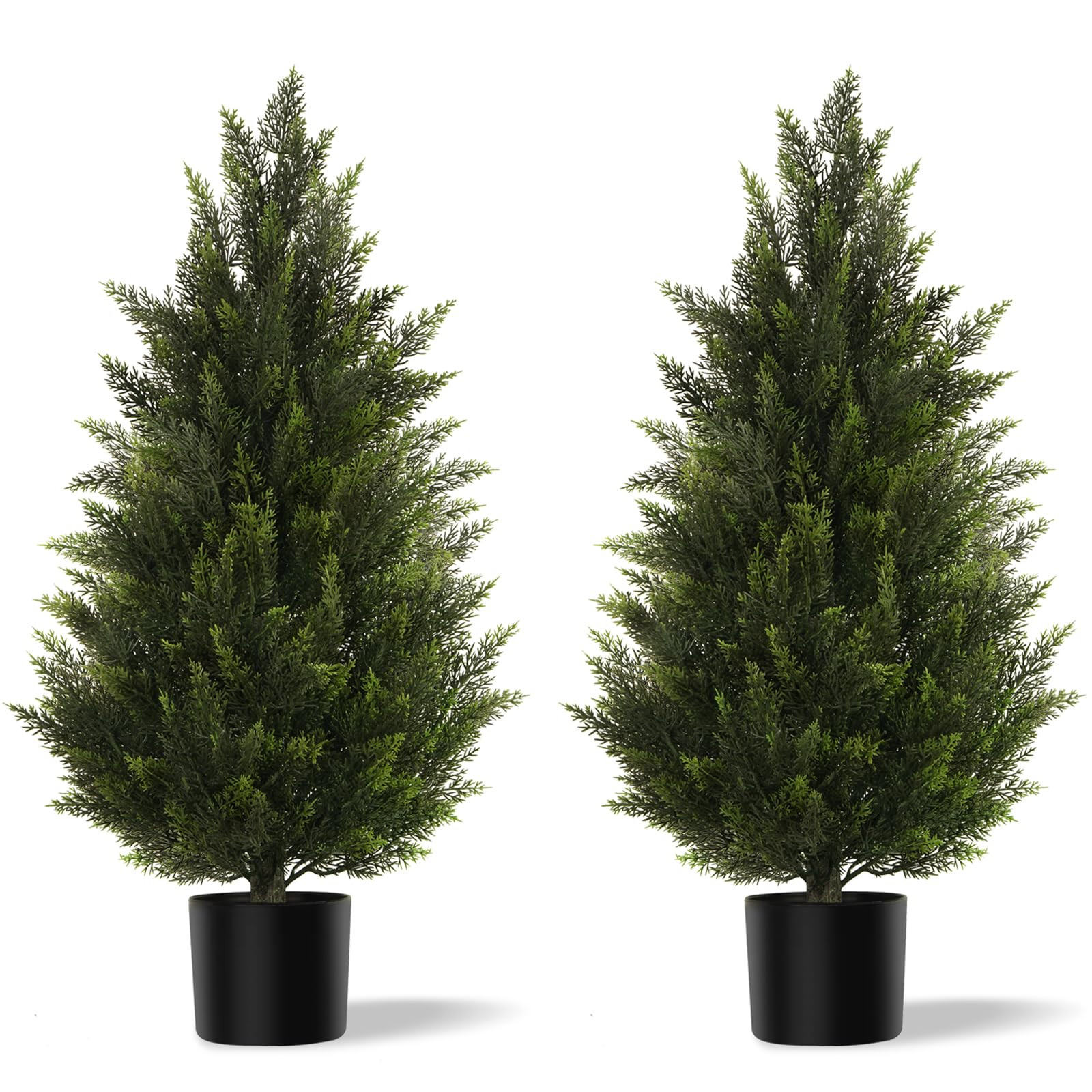 Artificial Topiary Cedar Trees 3FT Tall 2 Set, Outdoor Indoor Faux Pine Shrubs Plants, Realistic ... | Amazon (US)