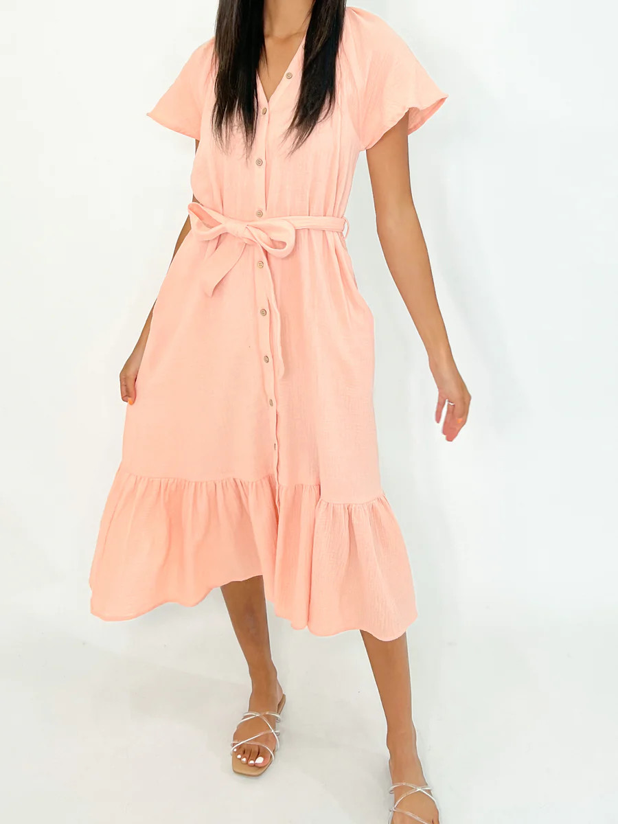 Parkside Cotton Midi Dress | Peach | Talulah