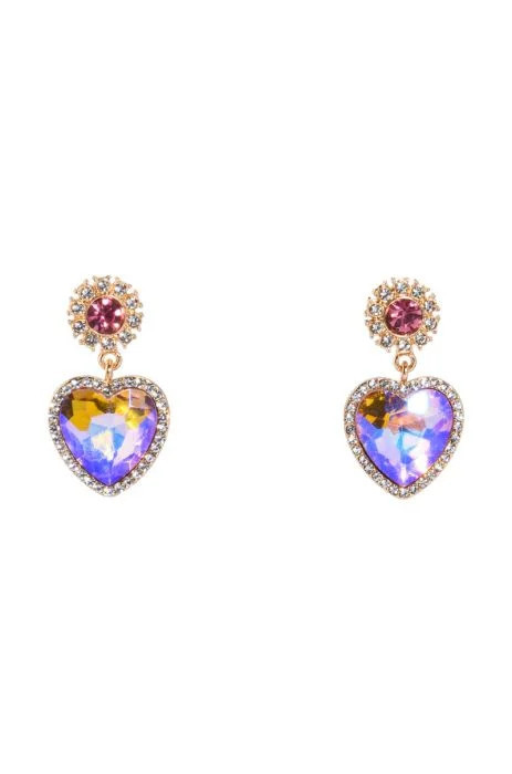 LOVE OF MY LIFE EMBELLISHED DANGLE EARRINGS in pink | AKIRA