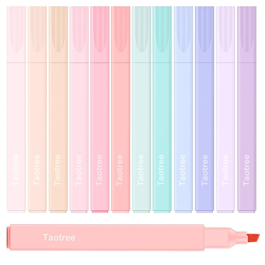 Aesthetic Cute Highlighters Assorted Colors, 12Pcs Bible Highlighters and Pens No Bleed, Chisel T... | Amazon (US)