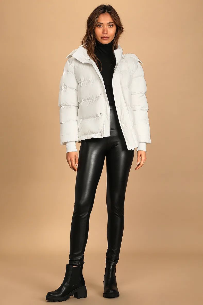 Fight the Frost Ivory Hooded Puffer Jacket | Lulus (US)