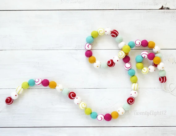 Felt Ball Garland, Christmas Garland, Christmas Decor, Christmas Decorations, Christmas Felt Garl... | Etsy (US)