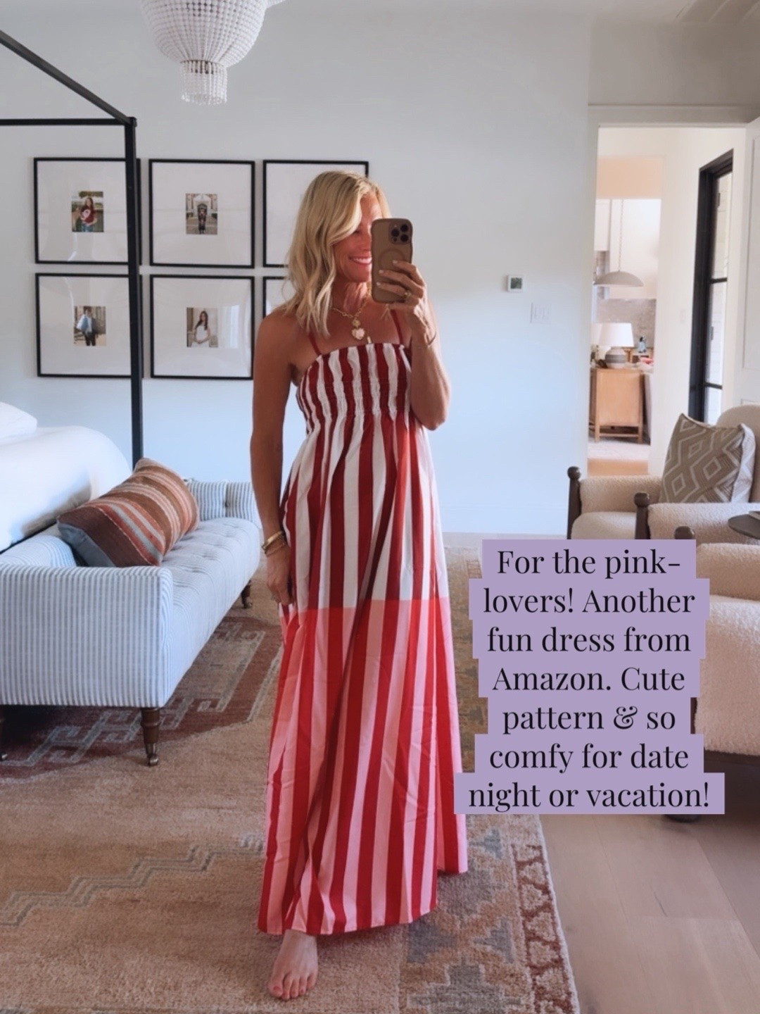 Can’t get enough of this striped pink maxi dress! 
Dress: xs/s

#LTKSeasonal #LTKOver40 #LTKgrwm