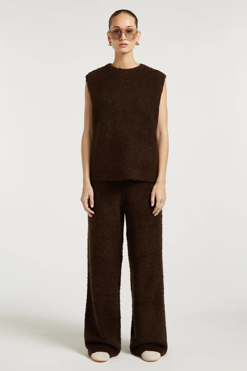 COCO Boucle Knit Vest Dark Chocolate | 4TH ARQ Sets | 4tharq 
