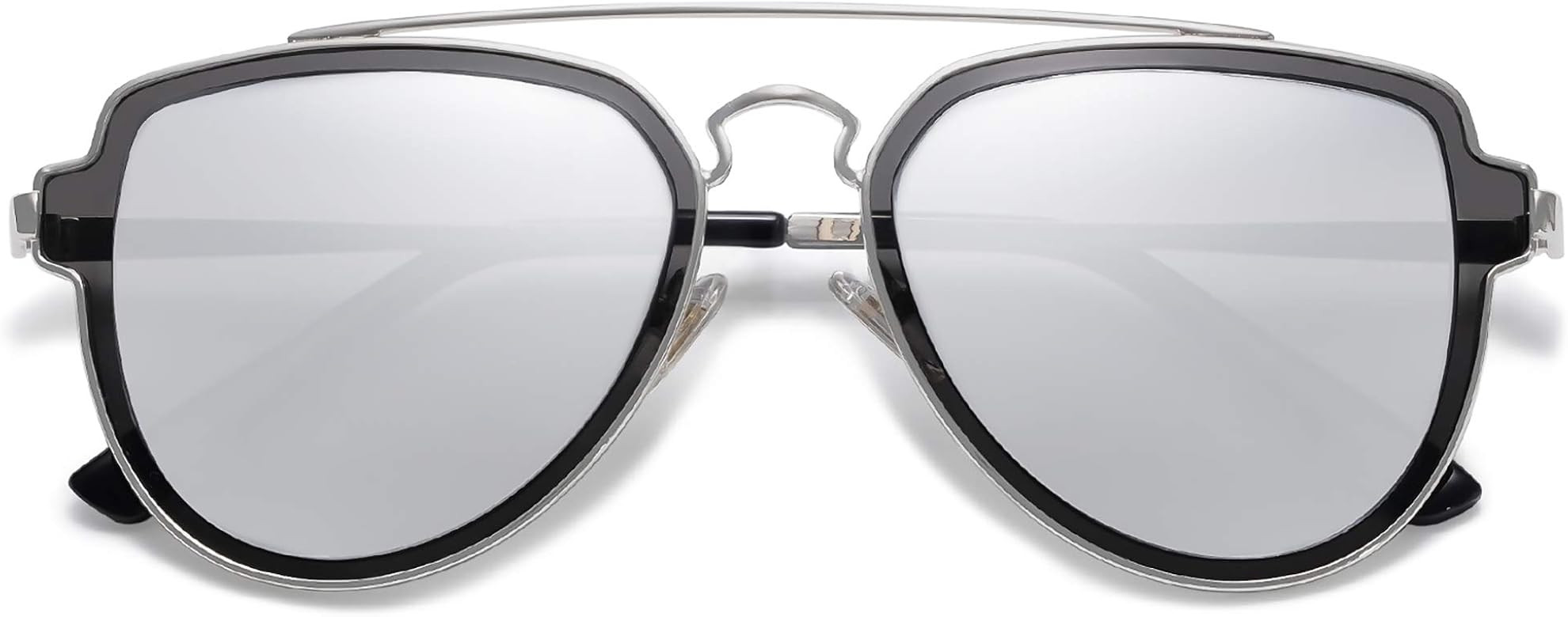 Retro Polarized Double Bridge Sunglasses for Men Women Mirrored Lens SJ1051 | Amazon (US)