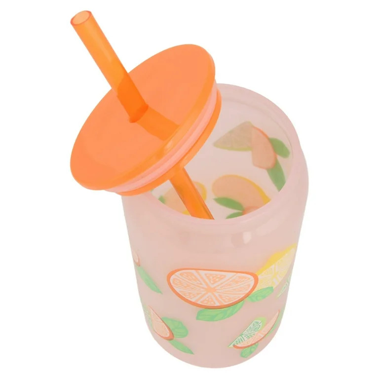Mainstays 20-Ounce Color-Changing Acrylic Can Shape Tumbler, Lemon & Orange Print | Walmart (US)