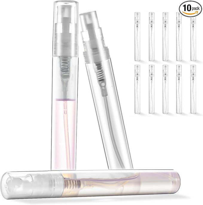 Mini Perfume Sample Bottles, 10 Pack 5 ml Plastic Small Perfume Spray Bottle, Fine Mist, Portable... | Amazon (US)