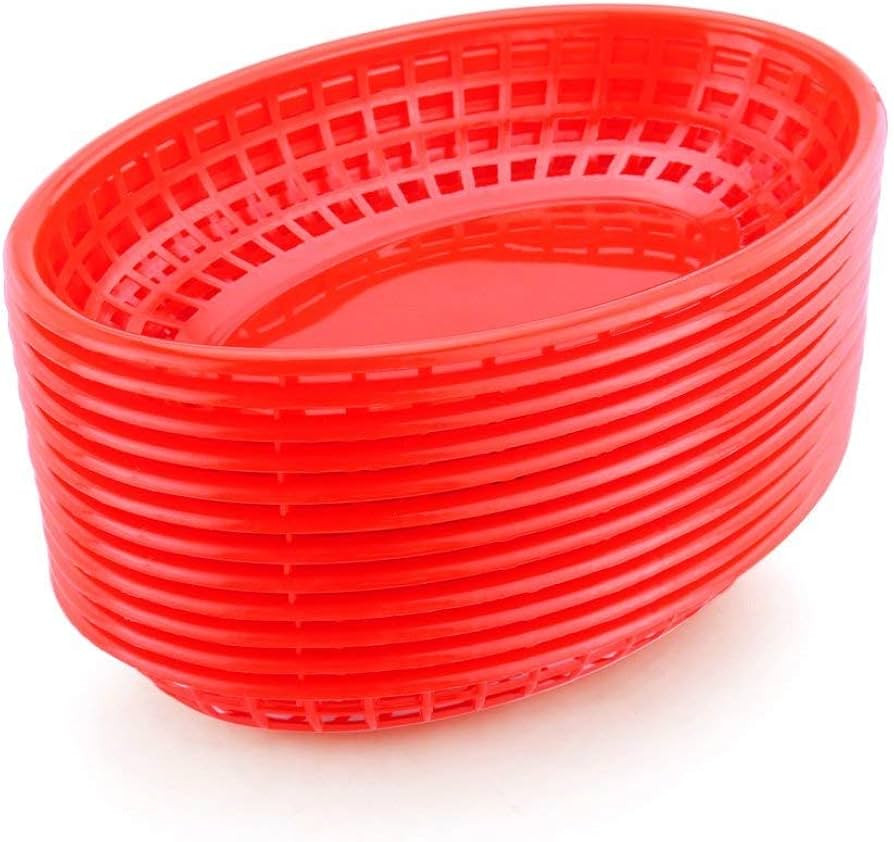 New Star Foodservice 44164 Fast Food Baskets, 9.25 x 6 inch Oval, Set of 12, Red | Amazon (US)