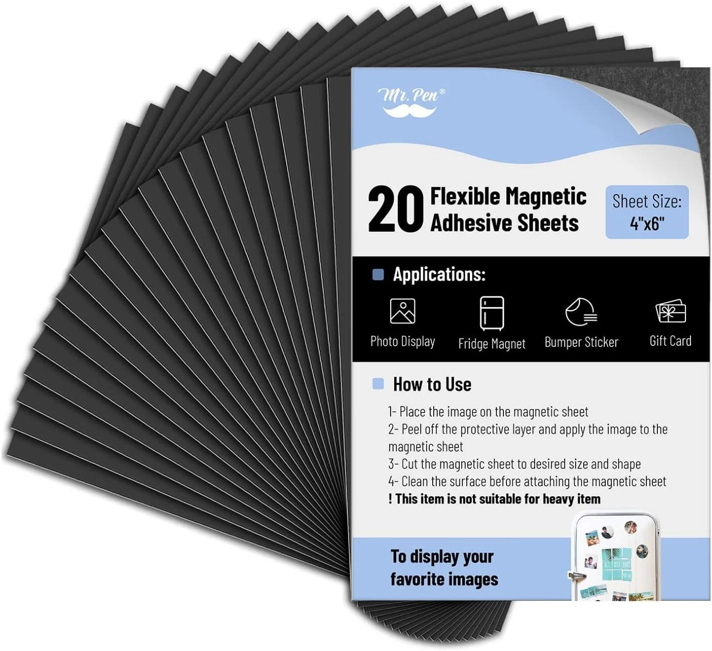 Mr. Pen- Adhesive Magnetic Sheets, 4" x 6", 20 Pack, Magnetic Sheet, Magnet Sheets with Adhesive | Walmart (US)