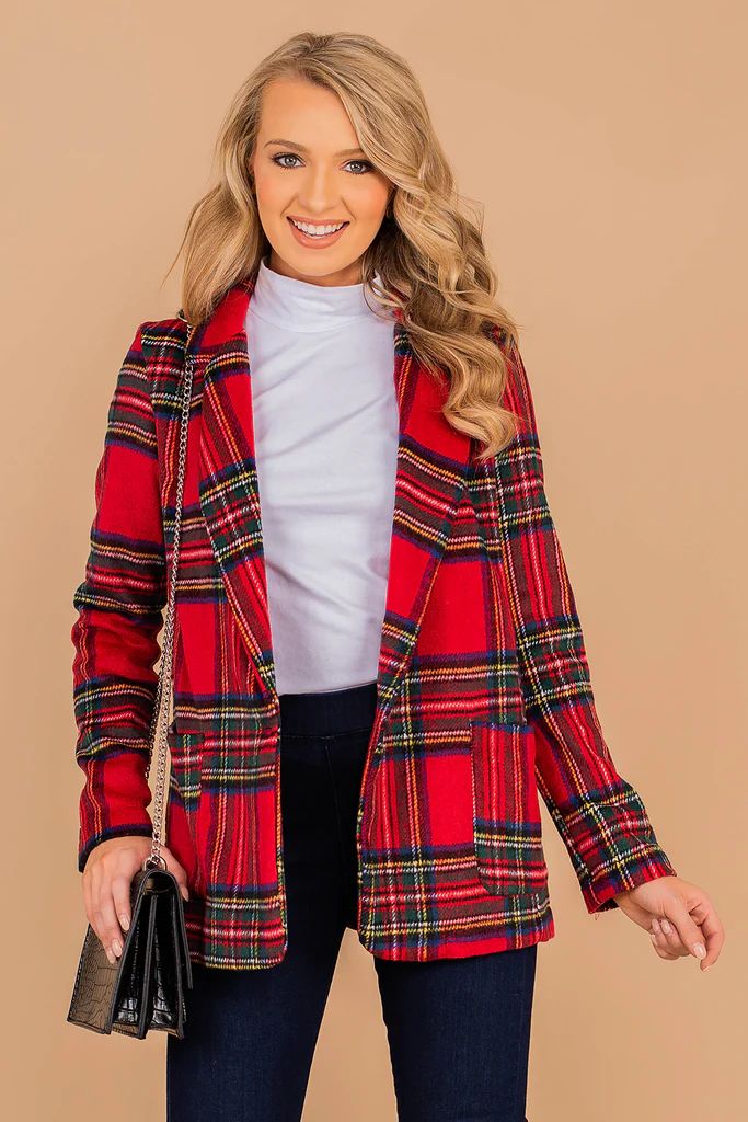 As If Red Plaid Blazer | The Mint Julep Boutique