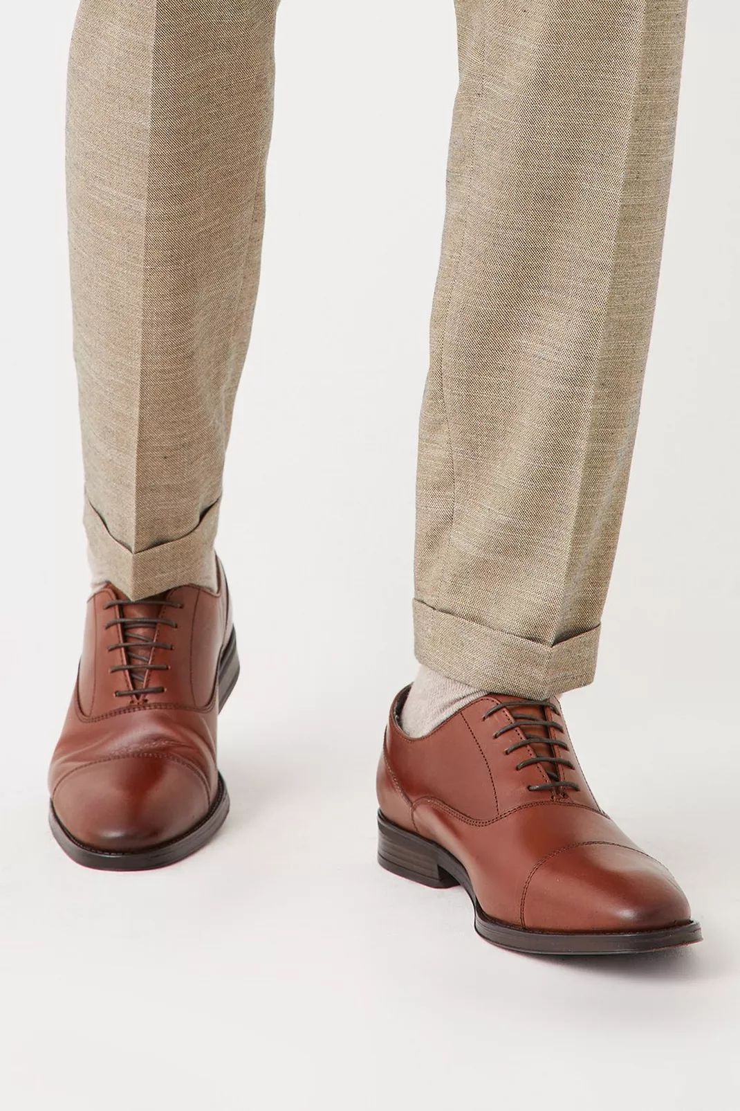 Buy Tan Leather Oxford Toe Cap Shoes for GBP 75.00 | Burton UK | Burton UK