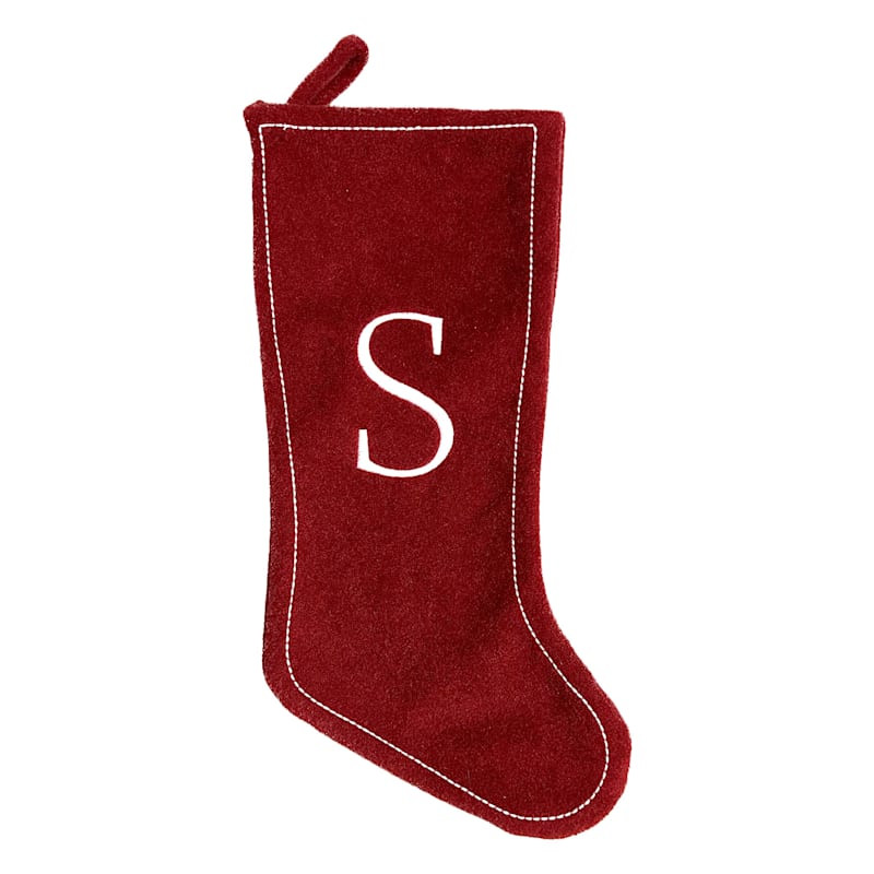 Red Velvet Monogram Stocking, S | At Home