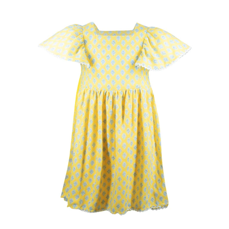 French Connection Girls Floral Smocked Square Neck Sundress with Lace Trim for Kids (Sizes 4-16) | Walmart (US)