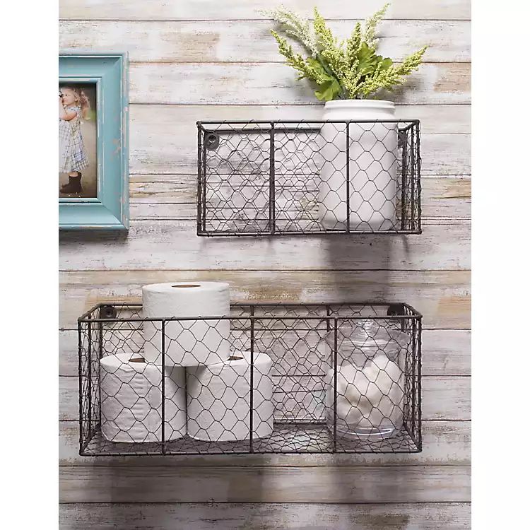 Wall Hanging Chicken Wire Baskets, Set of 2 | Kirkland's Home