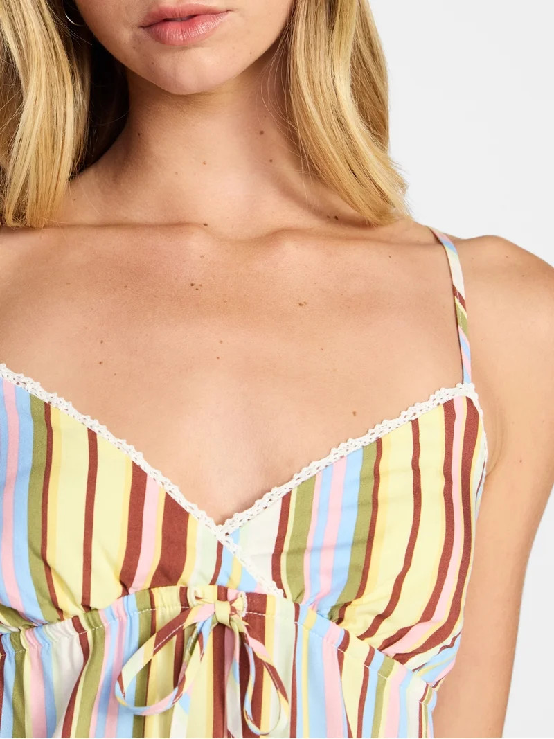 No Boundaries Cotton Babydoll Cami with Crochet Trim, Women’s XXS-XXL | Walmart (US)