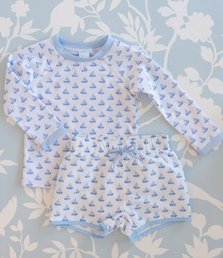 x The Broke Brooke Baby Boys 3-24 Months Round Neck Long Sleeve Printed Sailboat Rashgaurd Swim S... | Dillard's