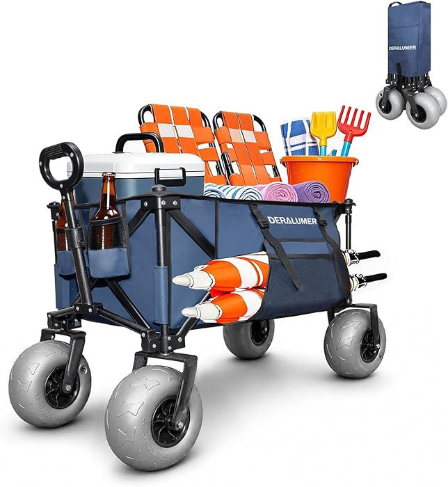X800 Heavy Duty Beach Wagon with 9x4 Balloon Wheels \u2013 200L Foldable Wagon Cart, 41" Collapsi... | Amazon (US)