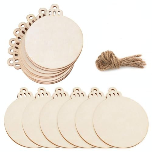 PartyTalk 30pcs Round Wooden Discs with Holes, 3" Unfinished Predrilled Natural Wood Slices for C... | Amazon (US)