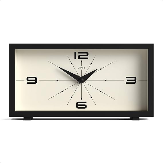 JONES CLOCKS® Odeon Desk Clock | Modern Rectangular Design | Black | Stylish Retro Look for Shel... | Amazon (US)