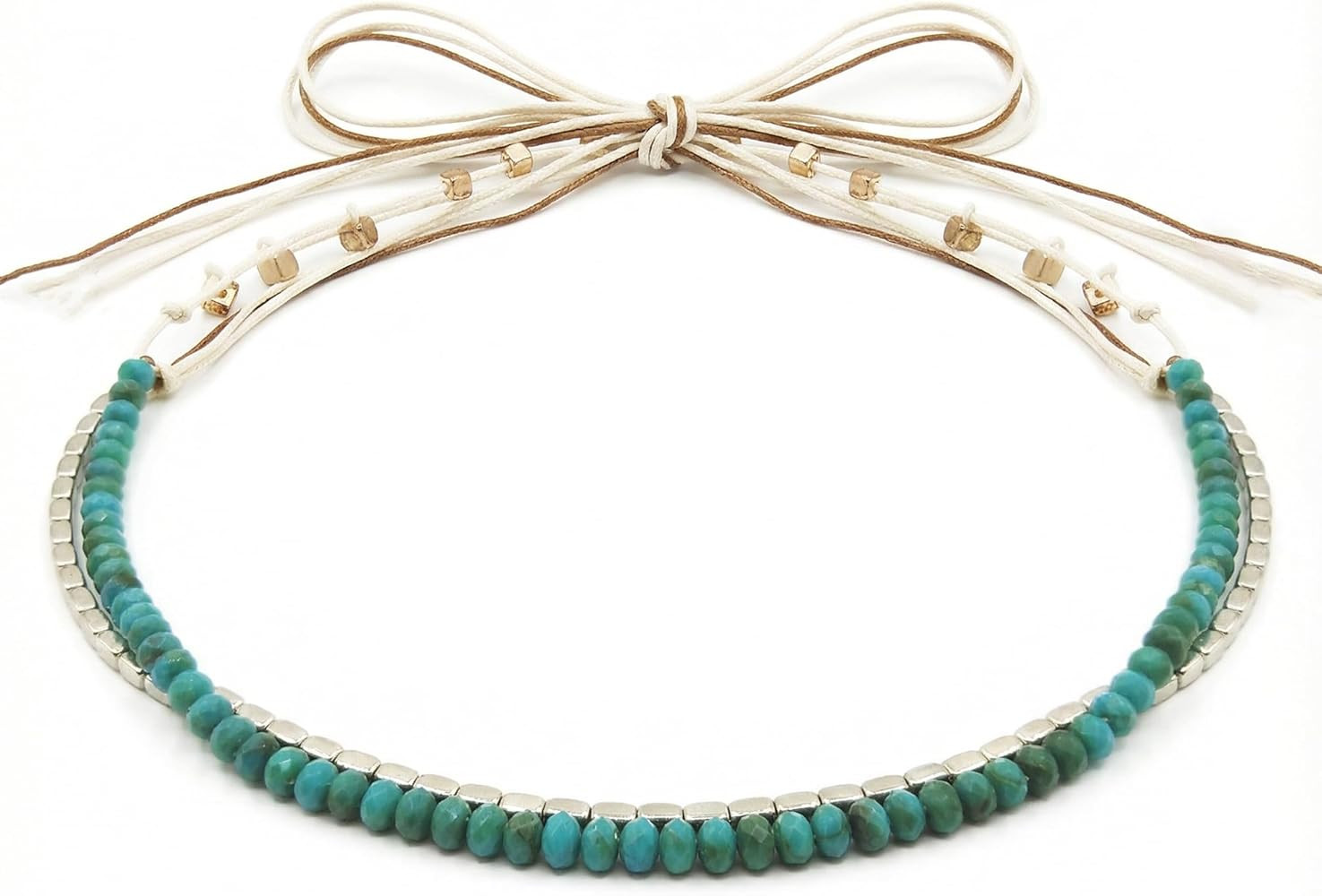 Hat Band for Cowboy Cowgirl, Turquoise Hand Made Replaceable Beaded Belt for Panama Fedora | Amazon (US)