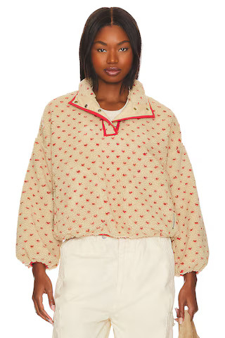 The Great The Countryside Fleece Pullover in Oat & Red from Revolve.com | Revolve Clothing (Global)