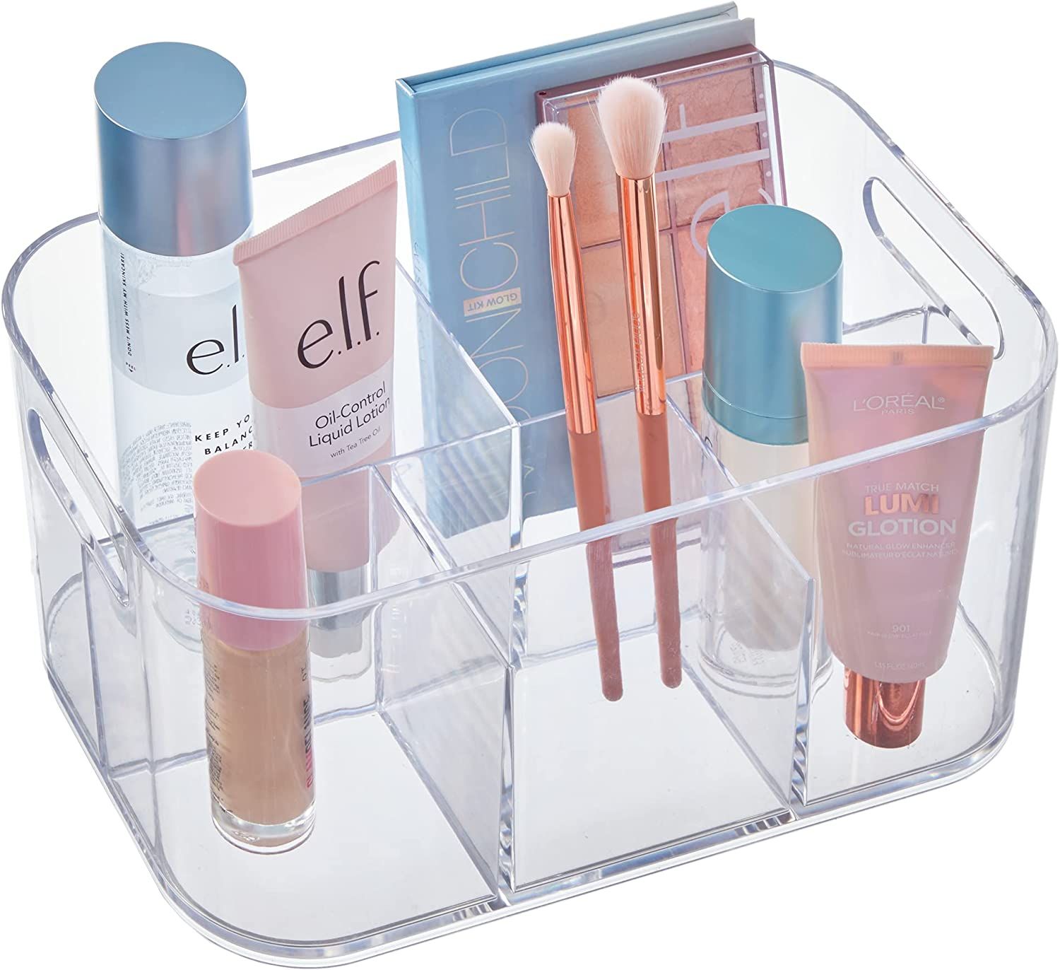 STORi Bliss 5-Compartment Plastic Cosmetic Organizer | Clear | Rectangular Divided Makeup Bin & V... | Amazon (US)