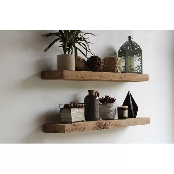 Joao 2 Piece Solid Wood Floating Shelf with Reclaimed Wood | Wayfair North America