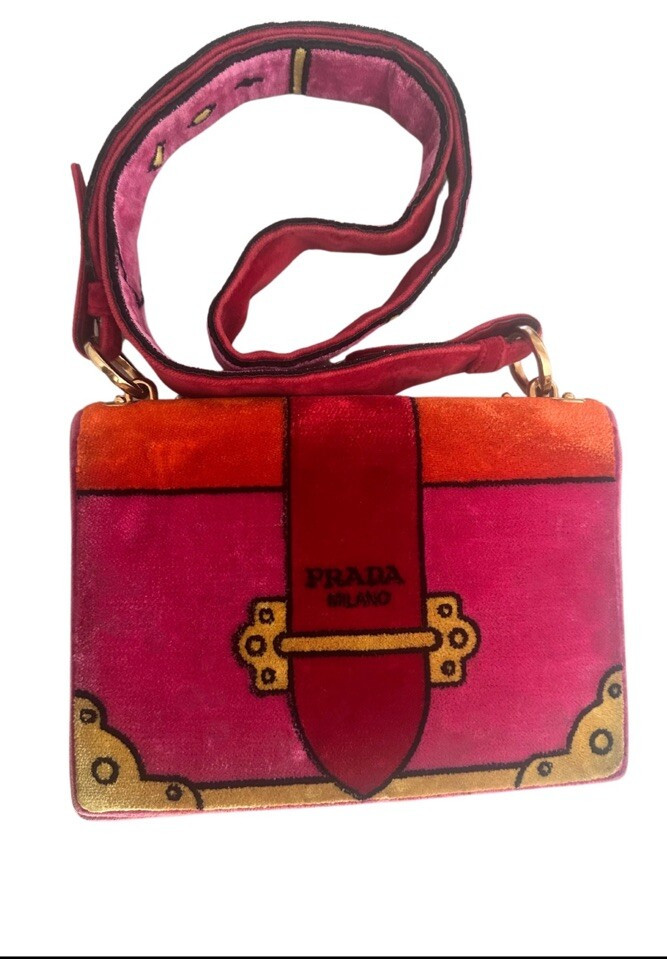 Prada Trompe L’oeil Velvet Cahir Bag Fuchsia  | eBay | eBay US