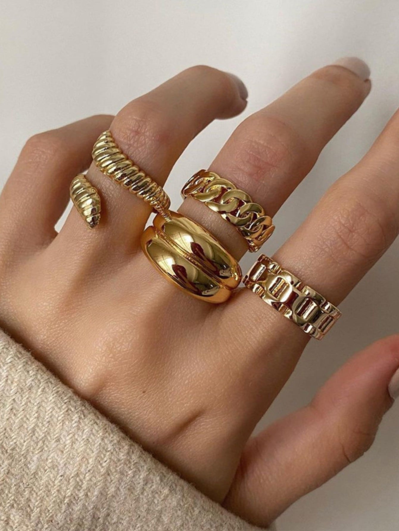 4pcs/set Simple & Unique Serpent Design Ring Set | SHEIN