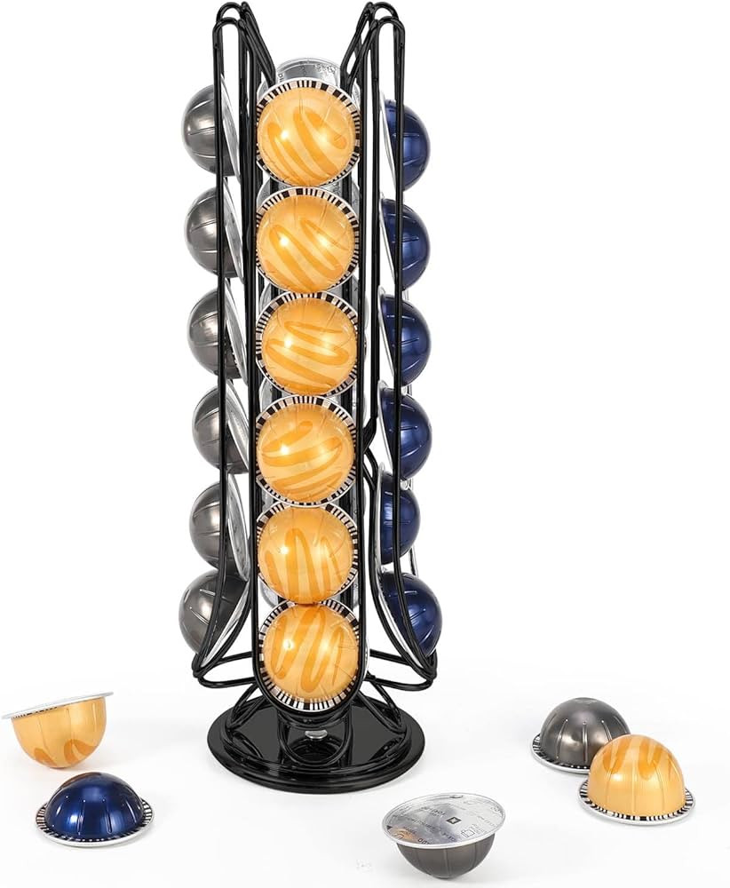 Vinsani 24 Coffee Pod Holder for Nespresso Vertuo Vertuoline Pods Capsules Rotating 6 Stand Coffe... | Amazon (UK)