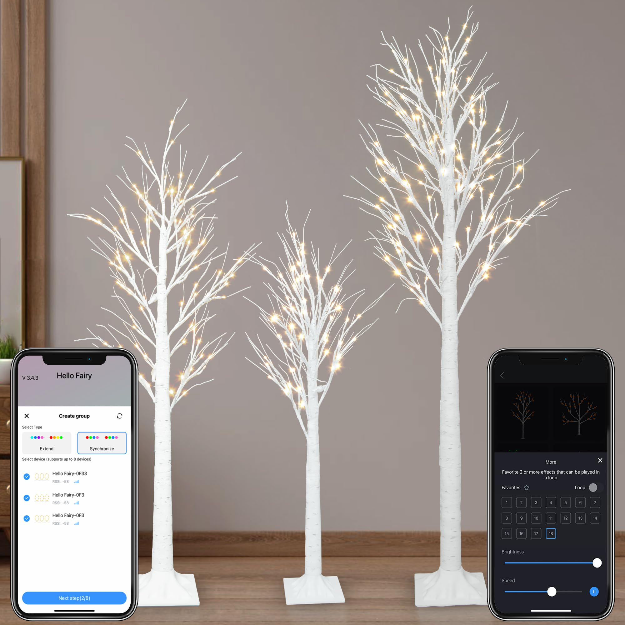 Smart Lighted Birch Trees 4FT 5FT 6FT, App Control, 18 Modes, Schedule, Dimmable, Warm White LED ... | Amazon (US)