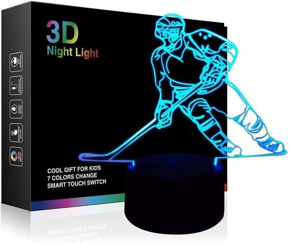 Optical Illusion 3D Hockey Night Light 7 Colors Changing USB Power Touch Switch Decor Lamp LED Ta... | Amazon (CA)