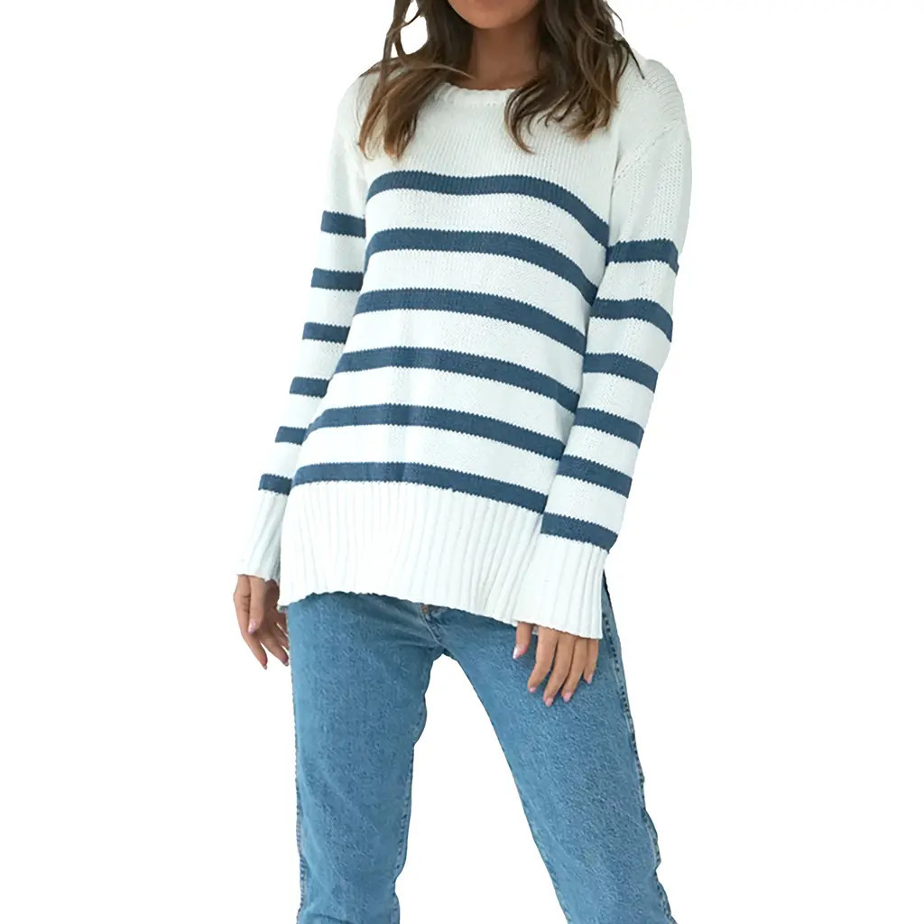 Paneros Clothing Jodi Stiped Sweater Tunic in Indigo Stripe at Nordstrom, Size X-Small | Nordstrom