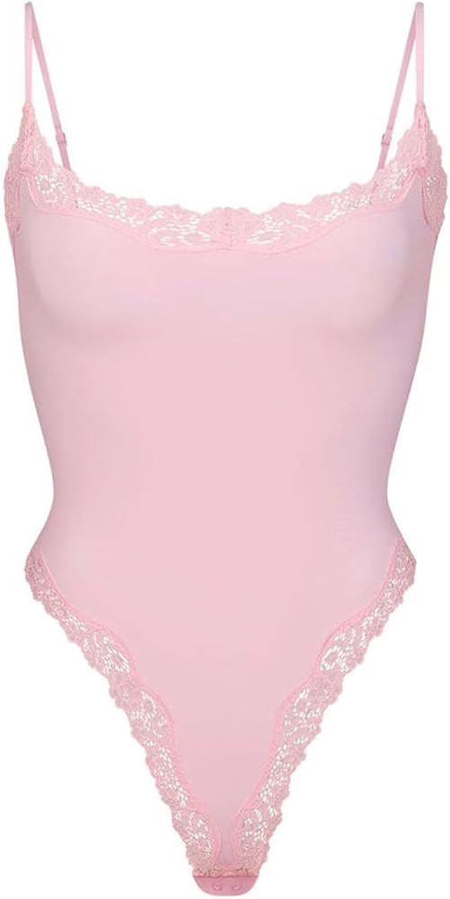 Womens Lace Bodysuit Sexy Adjustable Spaghetti Strap Cami Top Slimming Cute Dance Party Lounge Sh... | Amazon (US)