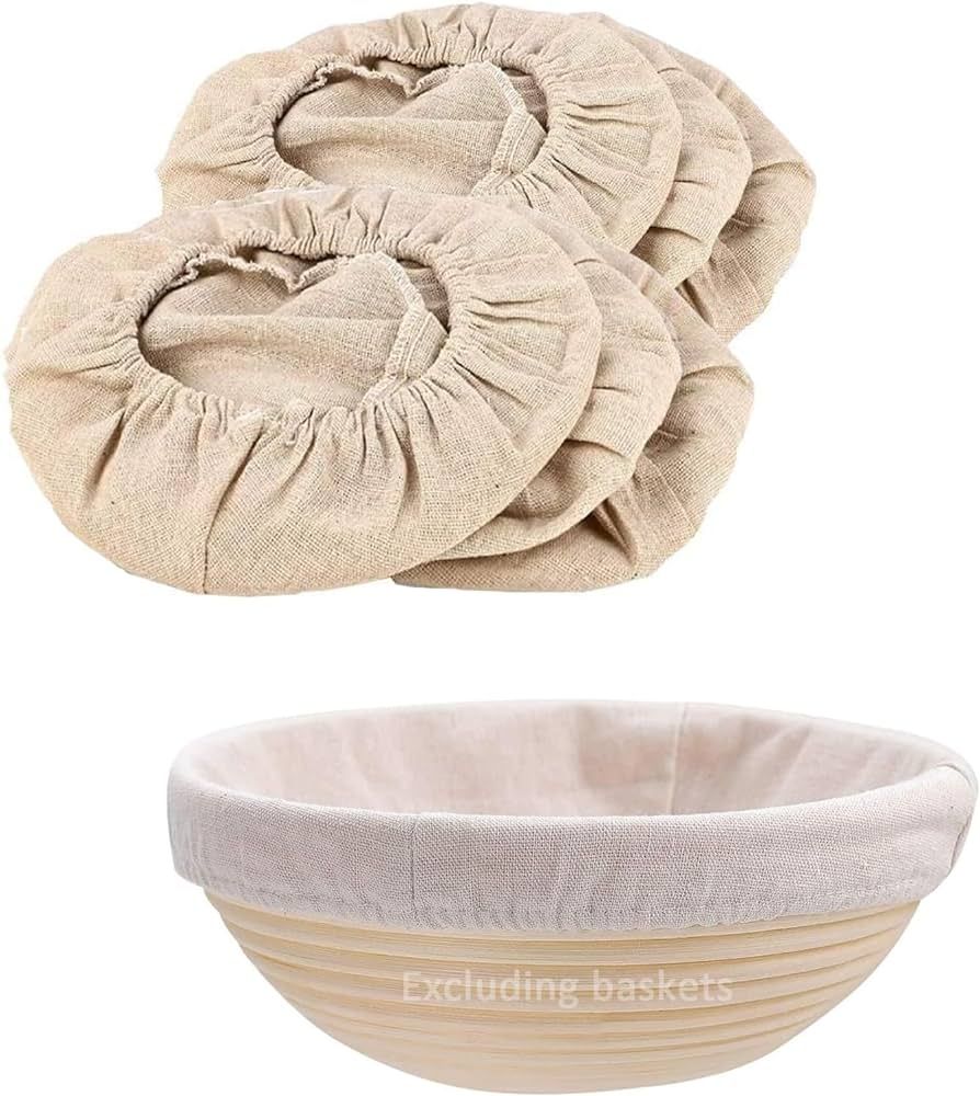 6 Packs Round Bread Proofing Basket Cloth Liner Rattan Baking Dough Basket Cover Natural Rattan B... | Amazon (US)
