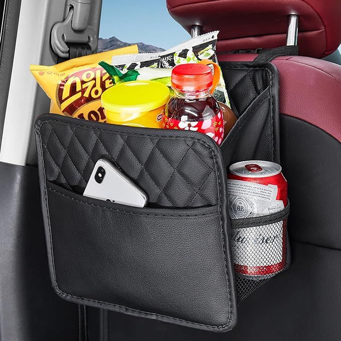 Car Organizer Back Seat, Waterproof Pu Leather Car Seat Storage Bag Foldable Universal Hanging Ca... | Amazon (US)