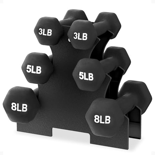 BalanceFrom Neoprene Coated Iron Dumbbell Hex Weights Set with Stand – Color-Coded or Black Opt... | Amazon (US)