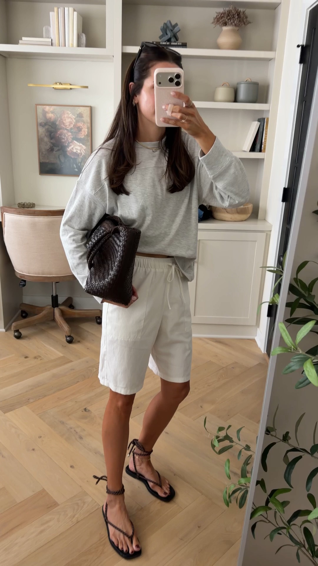 Pre-fall outfit of the day! 🤎
Long sleeve tee: sized up 1 (M) 
Shorts: true to size (S) 
Rope wrap sandals: true to size

#LTKSaleAlert #LTKSeasonal #LTKootd