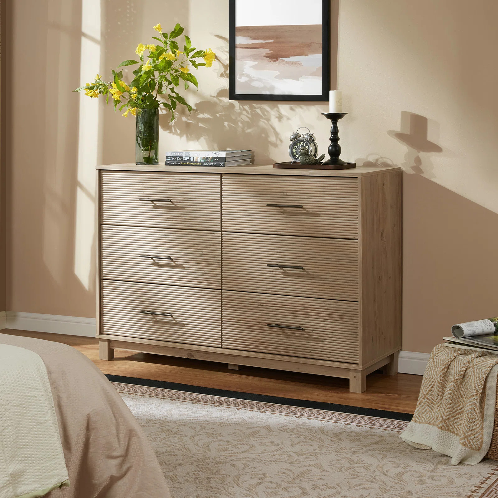 Lark Manor 6 - Drawer Dresser & Chest Wide Chest of Drawers Storage Organizer Unit Bedroom Dresse... | Wayfair North America