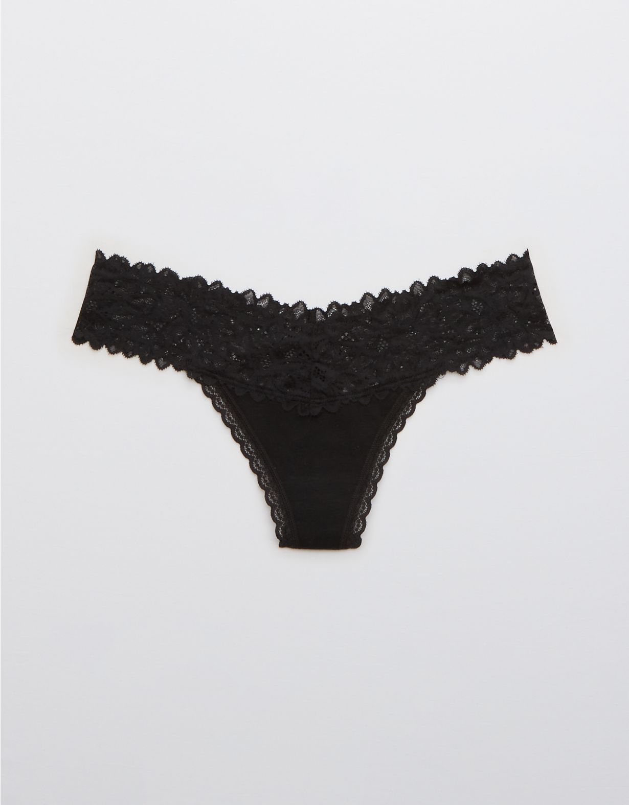 Aerie Cotton Sunkissed Lace Thong Underwear | American Eagle Outfitters (US & CA)