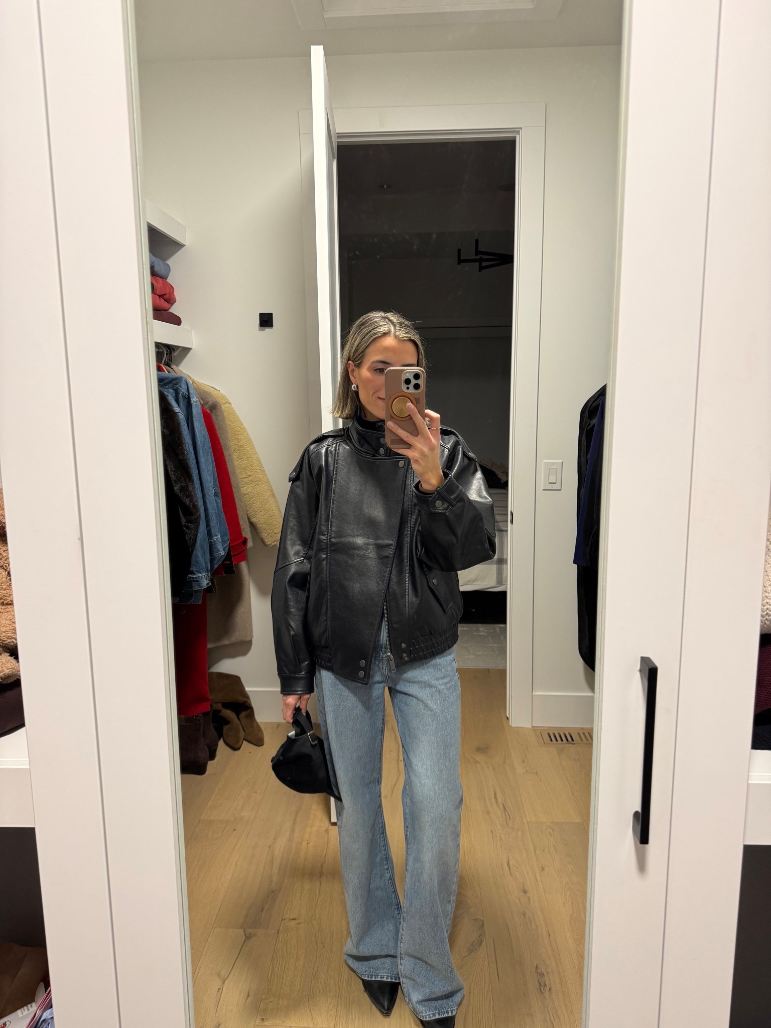 Jacket size XS 
Jeans size 25 32” inseam 

#LTKdayinmylife #LTKgrwm