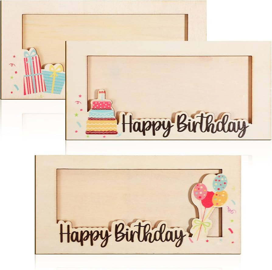 3 Pcs Birthday Money Holder, Wooden Card Box Cash Holder Birthday Money Card Gift Envelopes Cash ... | Amazon (US)