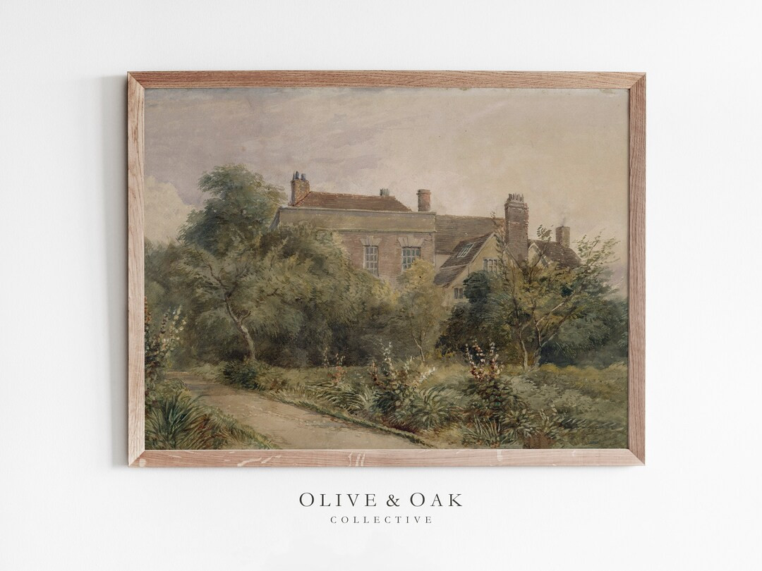 English Cottage Painting / Country Landscape PRINTABLE / - Etsy | Etsy (US)