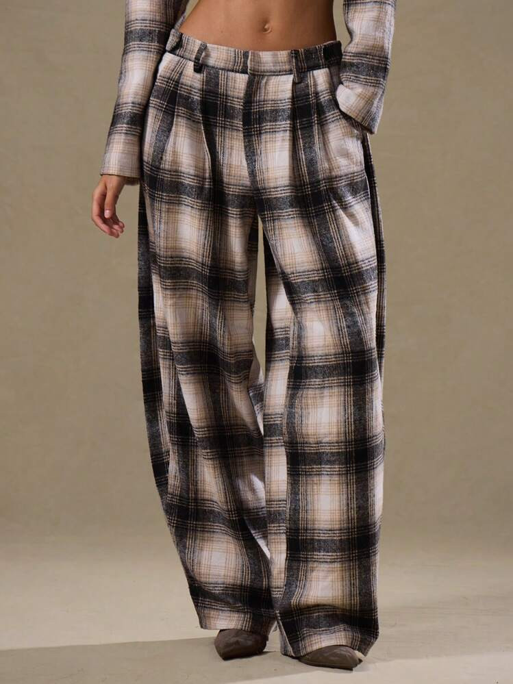 MUSERA Plaid Low Rise Baggy Trousers Summer 90'S Elegant, Casual, Cute Checkered Airport Holiday Vacation | SHEIN