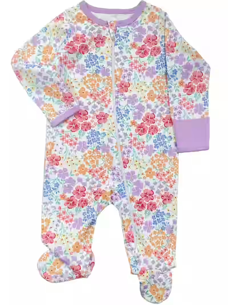 Wonder Nation Baby Gender Neutral Zip Front Footed Sleep N Play Pajamas, Sizes Preemie-6/9 Months | Walmart (US)