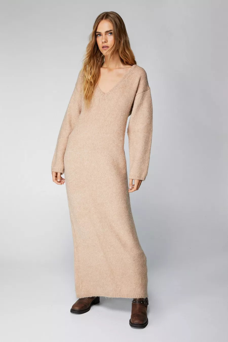 Brushed Oversized Knitted Maxi Dress | Nasty Gal US