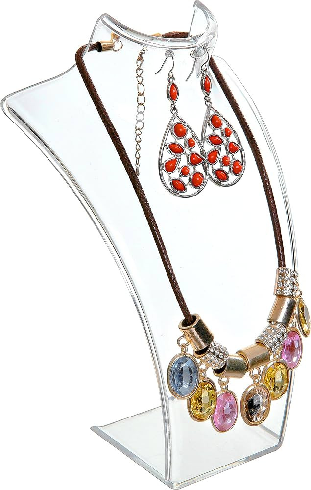MyGift 8-inch Clear Acrylic Necklace & Earring Jewelry 3D Bust Display Stand | Amazon (US)