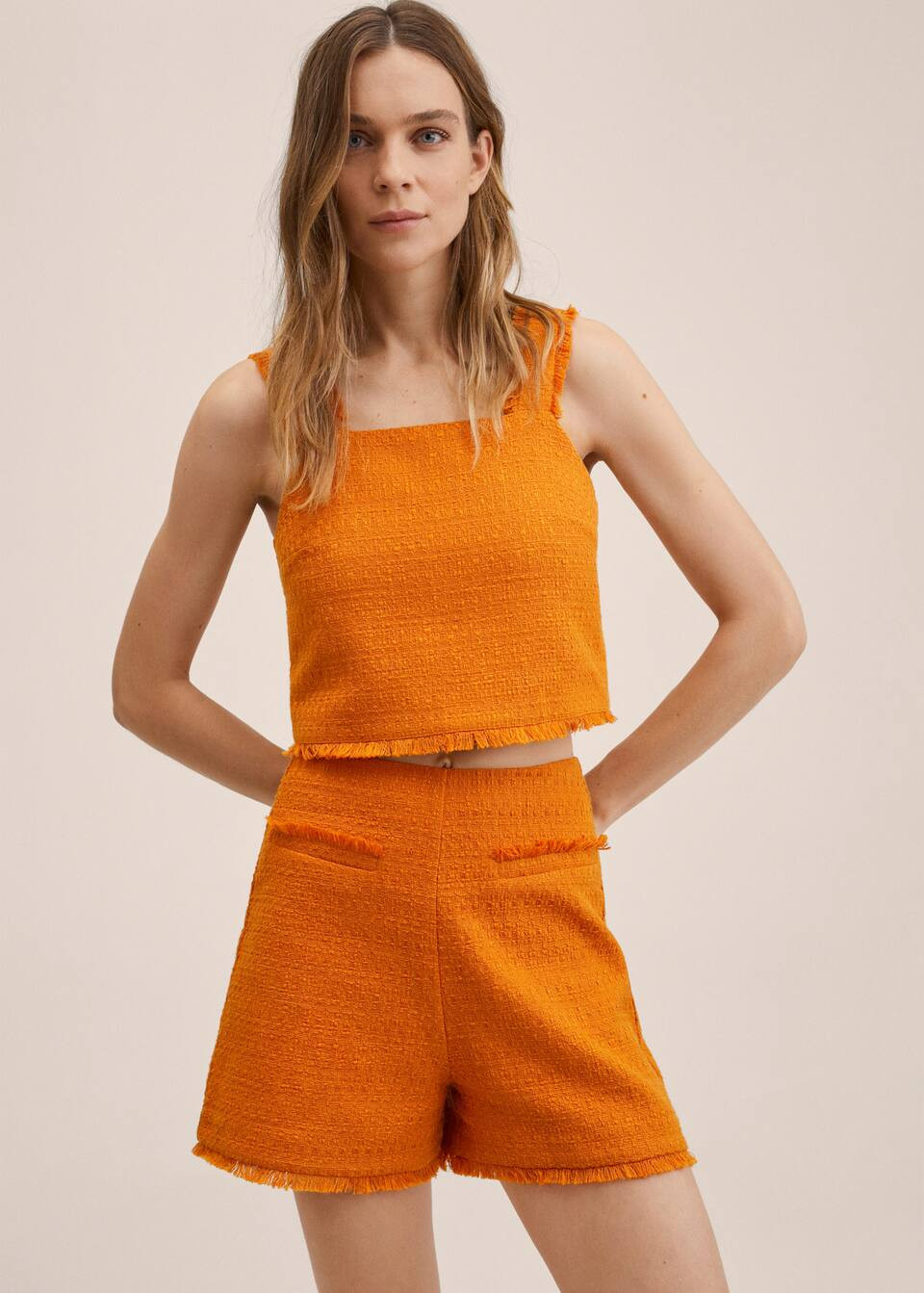 Tweed top with buttons | MANGO (US)